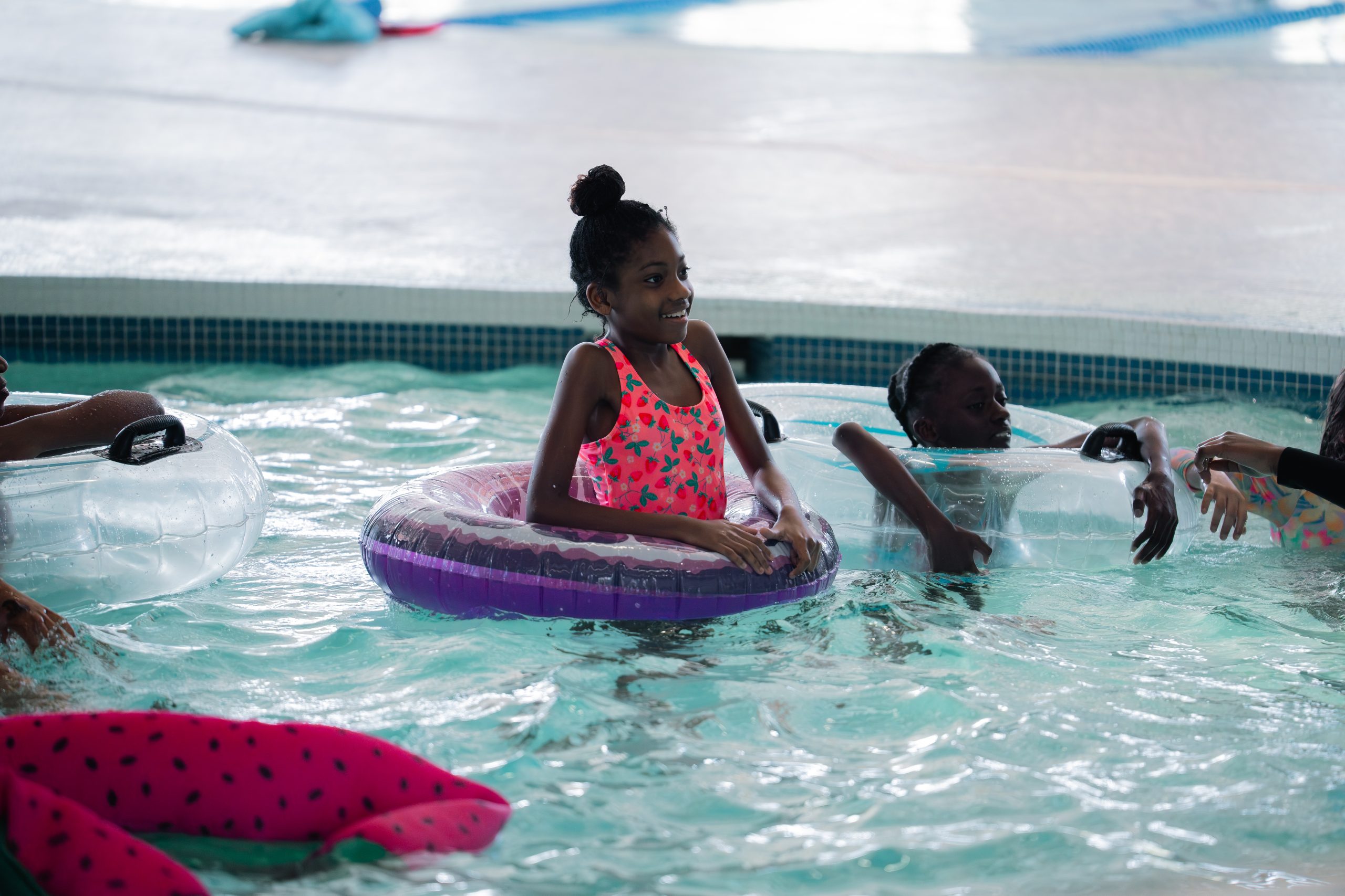Active Girls Healthy Girls Camp swimming event.
